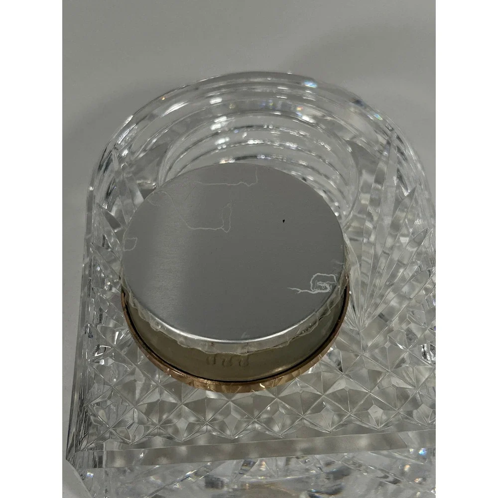 Waterford Crystal Arched Desk Clock Gold Tone Bezel Roman Numeral Quartz Ireland